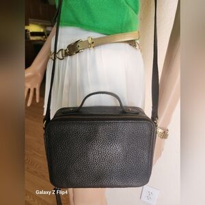 Nordstrom Melrose & Market Black Leather Camera Bag With Crossbody Strap EUC